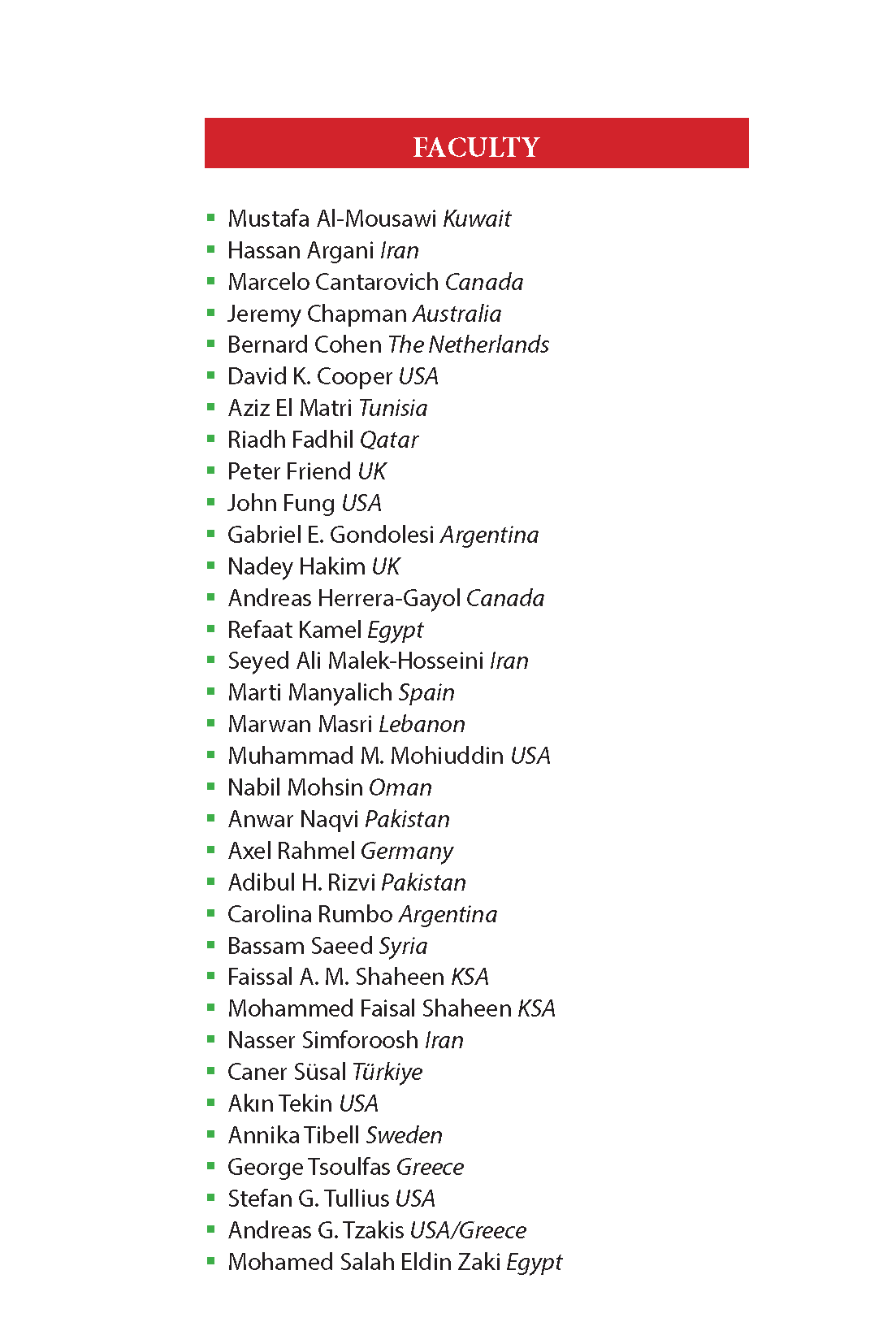 International Faculty